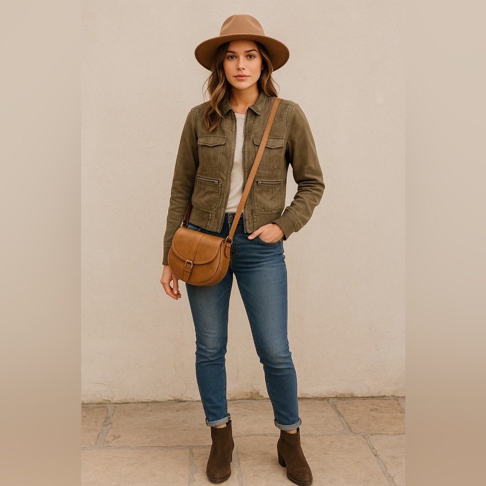Anthropologie Marrakech Colby bomber jacket linen blend Olive Green Size Small